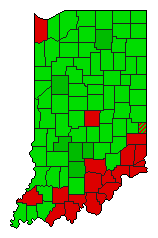 2016 Indiana County Map of Democratic Primary Election Results for President