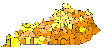 2016 Kentucky County Map of Republican Primary Election Results for President