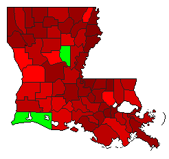 2016 Louisiana County Map of Democratic Primary Election Results for President