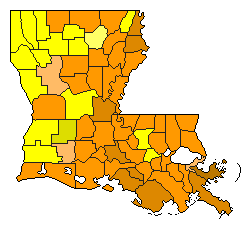 2016 Louisiana County Map of Republican Primary Election Results for President