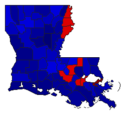 2016 Louisiana County Map of General Election Results for Senator