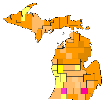 2016 Michigan County Map of Republican Primary Election Results for President