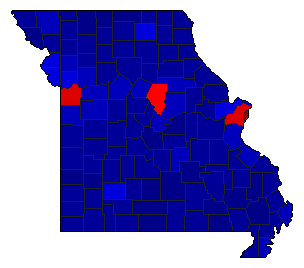 2016 Missouri County Map of General Election Results for President