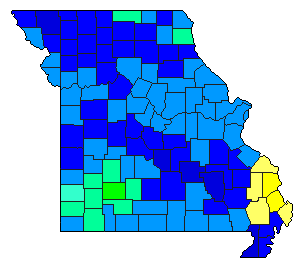 2016 Missouri County Map of Republican Primary Election Results for Governor