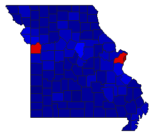 2016 Missouri County Map of General Election Results for Secretary of State