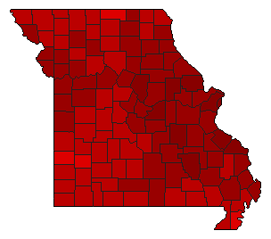 2016 Missouri County Map of Democratic Primary Election Results for Secretary of State