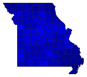 2016 Missouri County Map of Republican Primary Election Results for Secretary of State