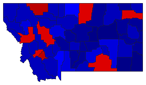 2016 Montana County Map of General Election Results for Secretary of State