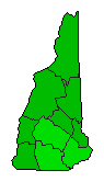 2016 New Hampshire County Map of Democratic Primary Election Results for President