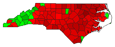 2016 North Carolina County Map of Democratic Primary Election Results for President