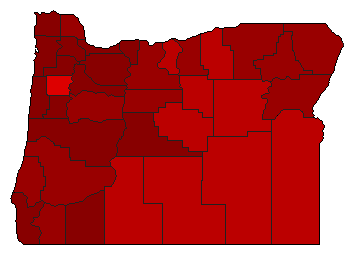 2016 Oregon County Map of Democratic Primary Election Results for Governor