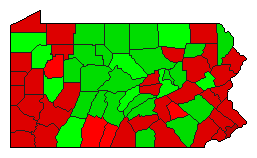 2016 Pennsylvania County Map of Democratic Primary Election Results for President