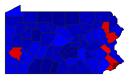 2016 Pennsylvania County Map of General Election Results for Senator