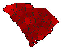 2016 South Carolina County Map of Democratic Primary Election Results for President