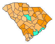 2016 South Carolina County Map of Republican Primary Election Results for President
