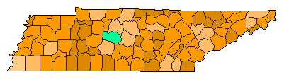 2016 Tennessee County Map of Republican Primary Election Results for President