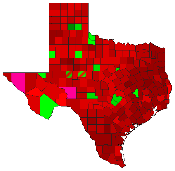 2016 Texas County Map of Democratic Primary Election Results for President