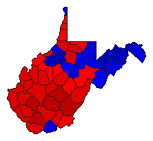 2016 West Virginia County Map of General Election Results for Governor