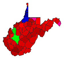 2016 West Virginia County Map of Democratic Primary Election Results for Governor