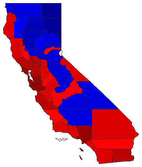 2016 California County Map of General Election Results for President