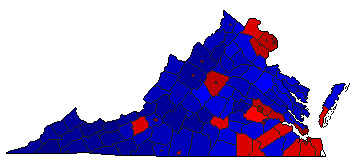 2017 Virginia County Map of General Election Results for Governor