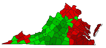 2017 Virginia County Map of Democratic Primary Election Results for Governor