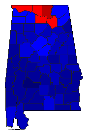 2018 Alabama County Map of Republican Primary Election Results for Governor