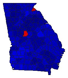 2018 Georgia County Map of Republican Runoff Election Results for Governor