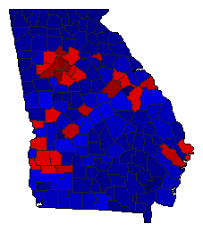2018 Georgia County Map of General Election Results for Lt. Governor