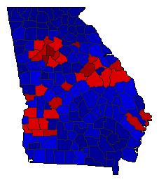 2018 Georgia County Map of General Election Results for Secretary of State