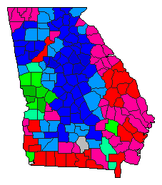 2018 Georgia County Map of Republican Primary Election Results for Secretary of State