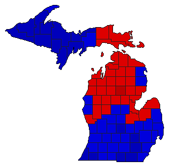 2018 Michigan County Map of Republican Primary Election Results for Senator