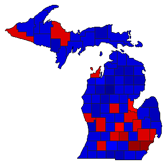 2018 Michigan County Map of General Election Results for Governor