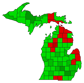 2018 Michigan County Map of General Election Results for Initiative