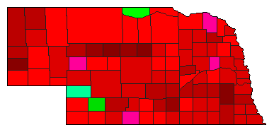 2018 Nebraska County Map of Democratic Primary Election Results for Senator