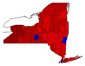 2018 New York County Map of Democratic Primary Election Results for Lt. Governor