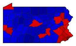 2018 Pennsylvania County Map of General Election Results for Governor