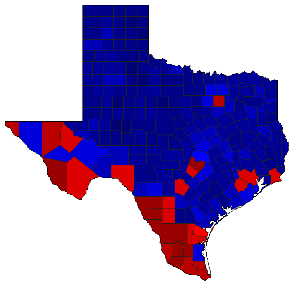 2018 Texas County Map of General Election Results for Agriculture Commissioner