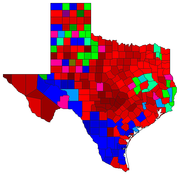 2018 Texas County Map of Democratic Primary Election Results for Senator