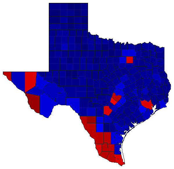 2018 Texas County Map of General Election Results for Governor