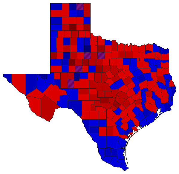 2018 Texas County Map of Democratic Primary Election Results for Lt. Governor