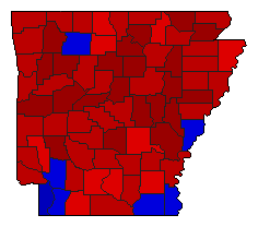 2018 Arkansas County Map of Democratic Primary Election Results for Governor