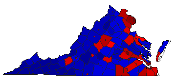 2018 Virginia County Map of General Election Results for Senator