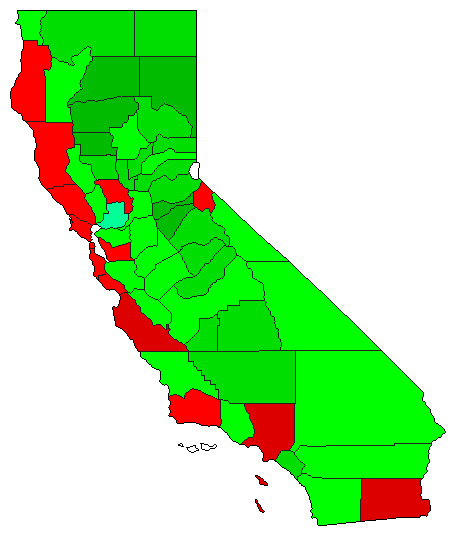 2018 California County Map of Open Primary Election Results for Insurance Commissioner