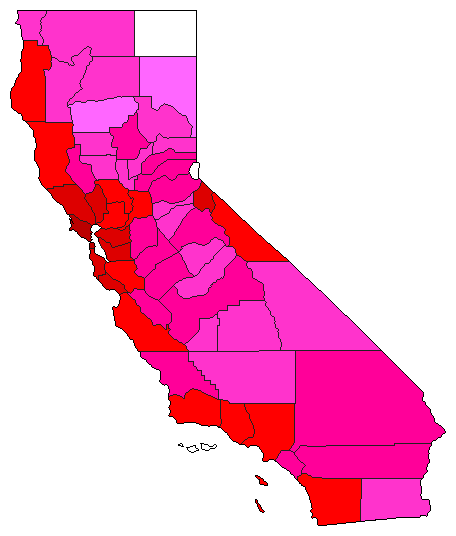 2018 California County Map of Open Primary Election Results for Senator