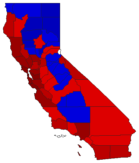 2018 California County Map of Open Runoff Election Results for Senator