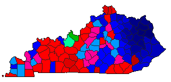 2019 Kentucky County Map of Democratic Primary Election Results for Governor