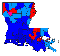 2019 Louisiana County Map of Open Primary Election Results for Secretary of State