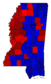 2019 Mississippi County Map of General Election Results for Governor