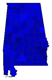 2020 Alabama County Map of Democratic Primary Election Results for President
